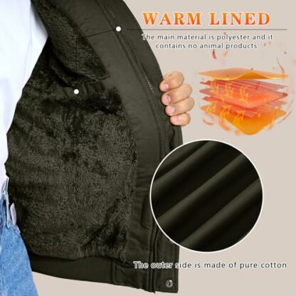 KEFITEVD Winter Fleece Cargo Jackets for Men Warm Thick Military Bomber Jacket Multi Pocekt Windproof Work Coat - Image 3