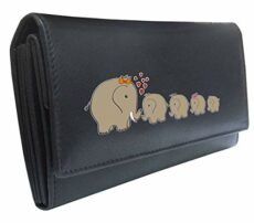 Klassek Elephant Family Womens Purse Brand Image on Real Leather Accessory Gift Elephant Family