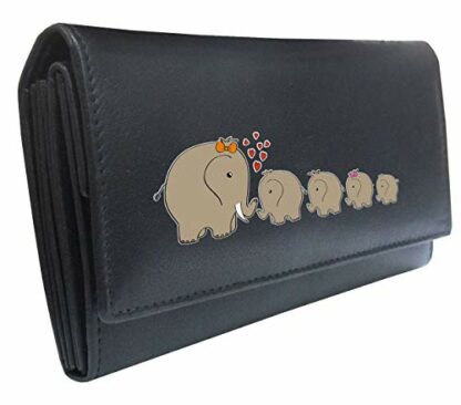 Klassek Elephant Family Womens Purse Brand Image on Real Leather Accessory Gift Elephant Family - Image 2