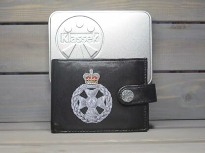 Klassek The Royal Green Jackets Image Men Wallet Real Leather Cap Badge Emblem Military Crest Insignia RFID Blocking with Coin Pocket and Metal Gift Box - Image 3