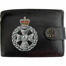 Klassek The Royal Green Jackets Image Men Wallet Real Leather Cap Badge Emblem Military Crest Insignia RFID Blocking with Coin Pocket and Metal Gift Box