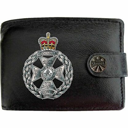 Klassek The Royal Green Jackets Image Men Wallet Real Leather Cap Badge Emblem Military Crest Insignia RFID Blocking with Coin Pocket and Metal Gift Box - Image 2