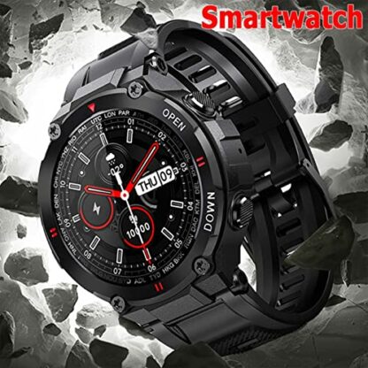 LG&S Men Tactical Smart Watches IP68 Waterproof Sports Watches 1.28'' Color Full Touch Screen Outdoor Activity Trackers with Heart Rate Monitor Fitness Tracker Smartwatch for Android IOS - Image 4