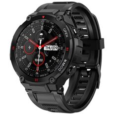 LG&S Men Tactical Smart Watches IP68 Waterproof Sports Watches 1.28'' Color Full Touch Screen Outdoor Activity Trackers with Heart Rate Monitor Fitness Tracker Smartwatch for Android IOS