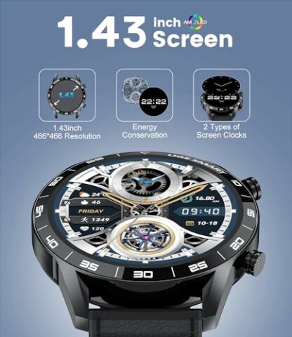 LIGE Smart Watch for Men with 1.43 AMOLED Display, 2 Straps, Answer/Make Call, Fitness Watch 100+ Sports Modes, Heart Rate/SpO2/Sleep Monitor Smartwatch for Android iOS Phones 6 LIGE Smart Watch for Men with 1.43 AMOLED Display, 2 Straps, Answer/Make Call, Fitness Watch 100+ Sports Modes, Heart Rate/SpO2/Sleep Monitor Smartwatch for Android iOS Phones - Image 6