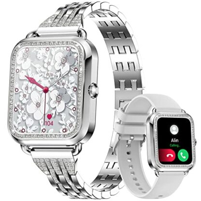 LIGE Smart Watch for Women Make Answer Calls,1.57" Diamond Fitness Tracker with Female Health Heart Rate Sleep Monitor,21 Sports Modes Elegant Smart Watch for Android IOS Silver - Image 2