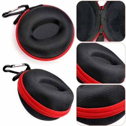 LTHERMELK 2 Pieces Watch Travel Case with Carabiner, Single Watch Box with Zipper for Storage, Round Portable Watch Case for Holding WristWatches Smart Watches (Black, Red) 4 LTHERMELK 2 Pieces Watch Travel Case with Carabiner, Single Watch Box with Zipper for Storage, Round Portable Watch Case for Holding WristWatches Smart Watches (Black, Red) - Image 4