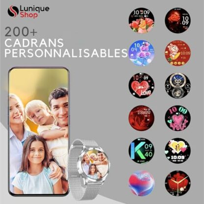 LUNIQUESHOP Round Smartwatch for Men and Women with Heart Rate, Smart Bracelet, Pedometer, Touchscreen, Performance Tracker, Android, iOS, Silver - Image 4