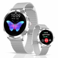 LUNIQUESHOP Round Smartwatch for Men and Women with Heart Rate, Smart Bracelet, Pedometer, Touchscreen, Performance Tracker, Android, iOS, Silver