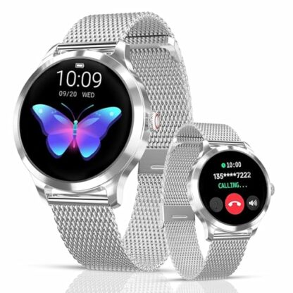 LUNIQUESHOP Round Smartwatch for Men and Women with Heart Rate, Smart Bracelet, Pedometer, Touchscreen, Performance Tracker, Android, iOS, Silver - Image 2