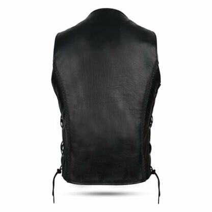 Leatherick Ladies Braided Biker Style Leather Waistcoat 3 Leatherick Ladies Braided Biker Style Leather Waistcoat - Image 3