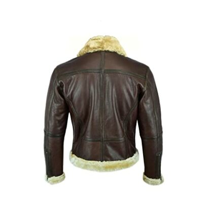 Leatherick Men Brown Aviator Real Goat Skin Leather Shearling Style Vintage Bomber Flying Jacket 3 Leatherick Men Brown Aviator Real Goat Skin Leather Shearling Style Vintage Bomber Flying Jacket - Image 3
