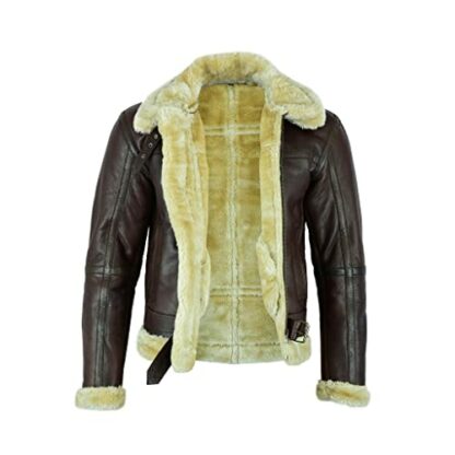 Leatherick Men Brown Aviator Real Goat Skin Leather Shearling Style Vintage Bomber Flying Jacket 2 Leatherick Men Brown Aviator Real Goat Skin Leather Shearling Style Vintage Bomber Flying Jacket - Image 2