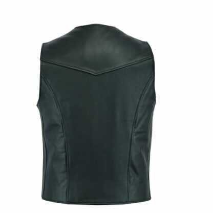 Leatherick Men's Real Leather Waistcoat Vest Black - Biker Style Casual Fashion 3 Leatherick Men's Real Leather Waistcoat Vest Black - Biker Style Casual Fashion - Image 3
