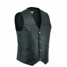 Leatherick Men's Real Leather Waistcoat Vest Black - Biker Style Casual Fashion