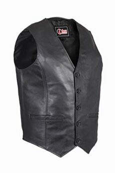 Lesa Collection Men’s Black Soft Leather Waistcoat - Classic Designer Fashion Vest for Casual and Party Wear