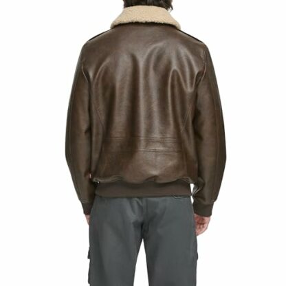 Levi's Men's Faux Leather Aviator Bomber Jacket with Sherpa Collar 4 Levi's Men's Faux Leather Aviator Bomber Jacket with Sherpa Collar - Image 4