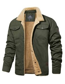 MAGCOMSEN Men's Trucker Jackets Winter Casual Coat Warm Cotton Cargo Jackets with 5 Pockets