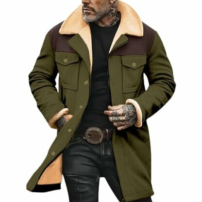 Men'S Vintage Suede Jackets Plush Revers Collar Retro Long Sleeve Mutil Cargo Pockets Warm Winter Outdoor Mens Jacket 2 Men'S Vintage Suede Jackets Plush Revers Collar Retro Long Sleeve Mutil Cargo Pockets Warm Winter Outdoor Mens Jacket - Image 2