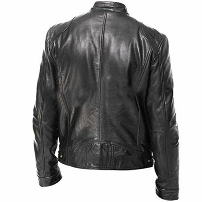 Men's Leather Biker Jacket - Vintage Leather Jacket Men Motorcycle - Stand Collar Distressed Leather Bomber Jacket Men 3 Men's Leather Biker Jacket - Vintage Leather Jacket Men Motorcycle - Stand Collar Distressed Leather Bomber Jacket Men - Image 3