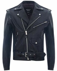 Men's Leather Brando Biker Jacket Rock Motorcycle Retro Hide Biker Jacket