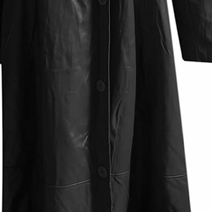 Mens Leather Jacket Long Trench Coat Sale Windbreaker Gothic Faux Leather Steampunk Overcoat Full Length Clearance Winter Casual Outwear Lapel Bomber Motorcycle Coat Biker Jacket UK Plus Size 8-22 - Image 4