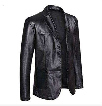 Men's Leather Jacket Spring and Autumn Winter Blazer Lapel PU Faux Leather Suit Coats Motorcycle Jacket Button Smart Casual Biker Style Jacket 3 Men's Leather Jacket Spring and Autumn Winter Blazer Lapel PU Faux Leather Suit Coats Motorcycle Jacket Button Smart Casual Biker Style Jacket - Image 3
