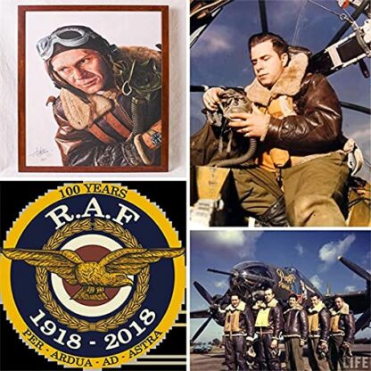 Men's RAF Aviator Bomber Jacket B3 Real Shearling Sheepskin Fur Leather Jacket Leather Winter Jacket - Image 3