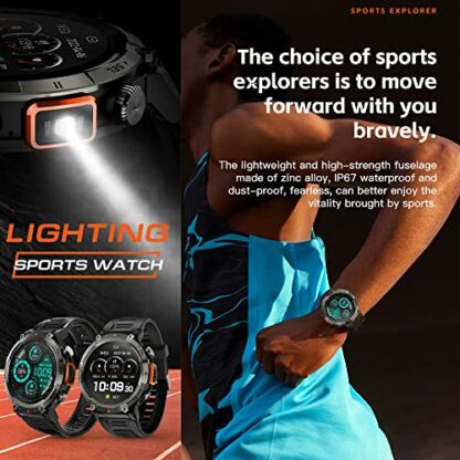 Men's Smartwatch with Phone Function, 1.45 Inch Touchscreen, 5 ATM Waterproof Sports Watch, Activity Tracker with Blood Pressure Monitor, 123 Sports Modes, Military Watch Compatible with iOS Android - Image 3