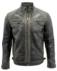 Men's Vintage Retro Quilted Real Nappa Leather Jacket