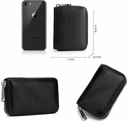 Meowoo Credit Card Holder RFID Blocking Genuine Leather Mini Credit Card Wallet Purse with Zipper for Women Men 3 Meowoo Credit Card Holder RFID Blocking Genuine Leather Mini Credit Card Wallet Purse with Zipper for Women Men - Image 3