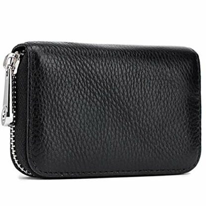 Meowoo Credit Card Holder RFID Blocking Genuine Leather Mini Credit Card Wallet Purse with Zipper for Women Men 2 Meowoo Credit Card Holder RFID Blocking Genuine Leather Mini Credit Card Wallet Purse with Zipper for Women Men - Image 2