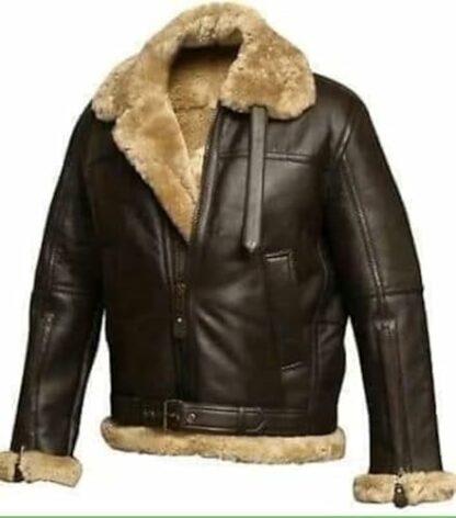 Meshnew Genuine Shearling RAF Aviator Brown B3 Jacket - Premium Sheepskin Leather Bomber Jacket/Bomber B3 WWII JACKET - Image 3