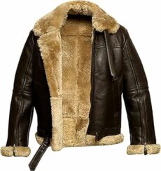 Meshnew Genuine Shearling RAF Aviator Brown B3 Jacket - Premium Sheepskin Leather Bomber Jacket/Bomber B3 WWII JACKET