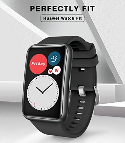 MoKo Strap Compatible with Watch Fit Active/Elegant Smartwatch, Soft Silicone Replacement Watch Band Bracelet Wristband, Graphite Black - Image 3