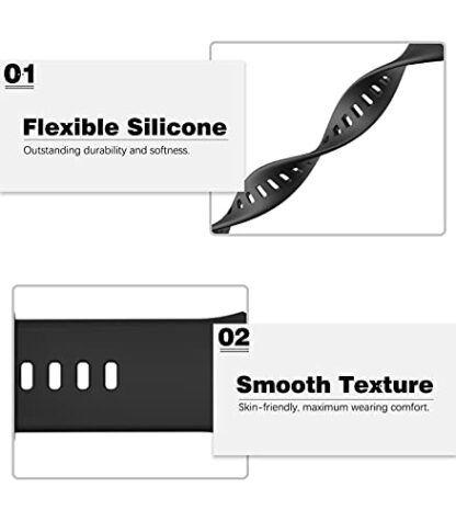 MoKo Strap Compatible with Watch Fit Active/Elegant Smartwatch, Soft Silicone Replacement Watch Band Bracelet Wristband, Graphite Black - Image 4