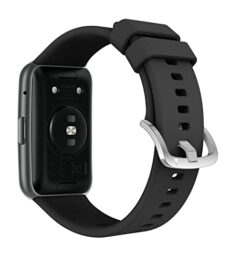 MoKo Strap Compatible with Watch Fit Active/Elegant Smartwatch, Soft Silicone Replacement Watch Band Bracelet Wristband, Graphite Black