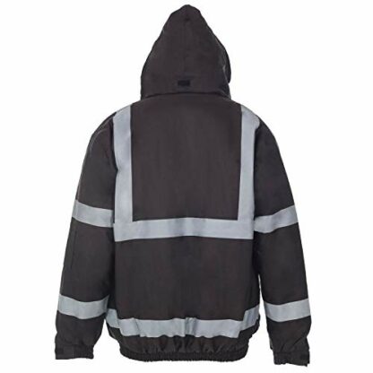 MyShoeStore Hi Vis Bomber Jacket High Viz Visibility Workwear Safety Security Concealed Hood Fluorescent Flashing Hooded Padded Waterproof Work Wear Coat Size S-4XL 3 MyShoeStore Hi Vis Bomber Jacket High Viz Visibility Workwear Safety Security Concealed Hood Fluorescent Flashing Hooded Padded Waterproof Work Wear Coat Size S-4XL - Image 3