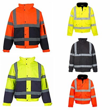 MyShoeStore Hi Vis Bomber Jacket High Viz Visibility Workwear Safety Security Concealed Hood Fluorescent Flashing Hooded Padded Waterproof Work Wear Coat Size S-4XL 4 MyShoeStore Hi Vis Bomber Jacket High Viz Visibility Workwear Safety Security Concealed Hood Fluorescent Flashing Hooded Padded Waterproof Work Wear Coat Size S-4XL - Image 4