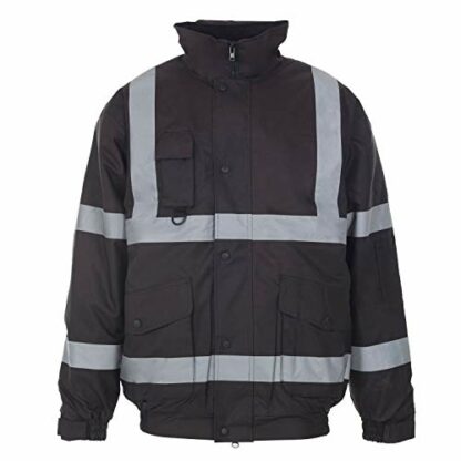 MyShoeStore Hi Vis Bomber Jacket High Viz Visibility Workwear Safety Security Concealed Hood Fluorescent Flashing Hooded Padded Waterproof Work Wear Coat Size S-4XL 2 MyShoeStore Hi Vis Bomber Jacket High Viz Visibility Workwear Safety Security Concealed Hood Fluorescent Flashing Hooded Padded Waterproof Work Wear Coat Size S-4XL - Image 2