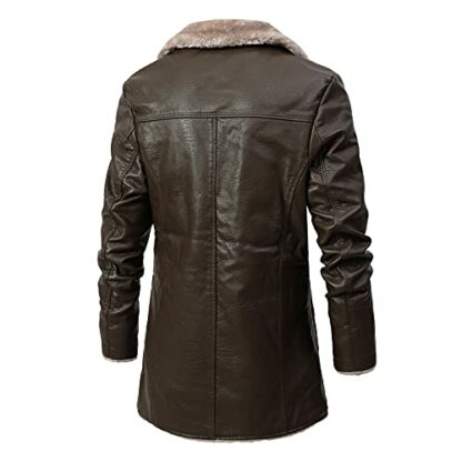NIDSNID Leather Jacket Mens,Sheep Shearling Warm Bomber Jacket for Winters,Winter Trench Coat Warm Thick Outwear Fluffy Motorcycle Cargo Biker Jacket Overcoat for Men 3 NIDSNID Leather Jacket Mens,Sheep Shearling Warm Bomber Jacket for Winters,Winter Trench Coat Warm Thick Outwear Fluffy Motorcycle Cargo Biker Jacket Overcoat for Men - Image 3