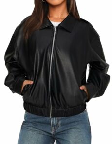 Navneet Women Faux Leather Jacket Zip Up Bomber Jacket with Pockets PU Biker Jacket Going Out