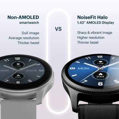 NoiseFit Halo 1.43" AMOLED Display, Bluetooth Calling Round Dial Smart Watch, Premium Metallic Build, Always on Display, Smart Gesture Control, 100 Sports Modes, Up to 7-Day Battery Life, BT v5.3 3 NoiseFit Halo 1.43" AMOLED Display, Bluetooth Calling Round Dial Smart Watch, Premium Metallic Build, Always on Display, Smart Gesture Control, 100 Sports Modes, Up to 7-Day Battery Life, BT v5.3 - Image 3