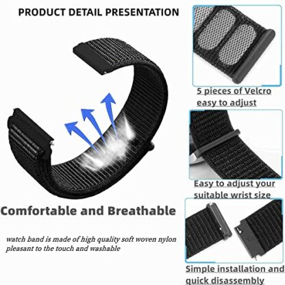 Nylon Watch Strap 20mm/22mm Quick Release Replacement Watch Band for Men Women Adjustable Breathable Smartwatch Sport Watch Straps Nylon Fabric Woven Wristbands 3 Nylon Watch Strap 20mm/22mm Quick Release Replacement Watch Band for Men Women Adjustable Breathable Smartwatch Sport Watch Straps Nylon Fabric Woven Wristbands - Image 3