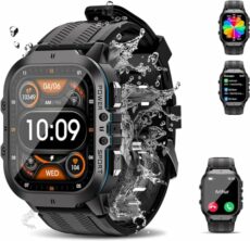 OBA OUKITEL BT20 Smart Watch with 1.96" AMOLED Screen Bluetooth Voice Assistant Heart Rate Monitor Pedometer Sleep Monitor, L