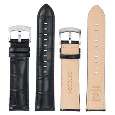 OTTOODY Alligator Grain Leather Watch Bands, Quick Release 18mm 20mm 22mm Watch Straps, Elegant Top Grain Leather Watch Band for Men / Women, Replacement Band for Traditional / Smartwatch