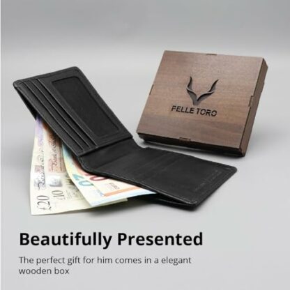 PELLE TORO Handmade Super Slim Men's Wallet, Handmade with Napa Leather, RFID Blocking Wallet, 9 Card Slots & ID Window 2 PELLE TORO Handmade Super Slim Men's Wallet, Handmade with Napa Leather, RFID Blocking Wallet, 9 Card Slots & ID Window - Image 2