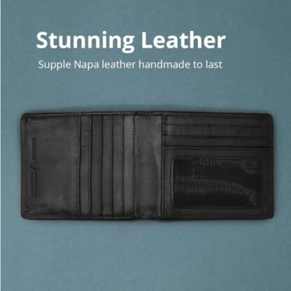 PELLE TORO Handmade Super Slim Men's Wallet, Handmade with Napa Leather, RFID Blocking Wallet, 9 Card Slots & ID Window 3 PELLE TORO Handmade Super Slim Men's Wallet, Handmade with Napa Leather, RFID Blocking Wallet, 9 Card Slots & ID Window - Image 3