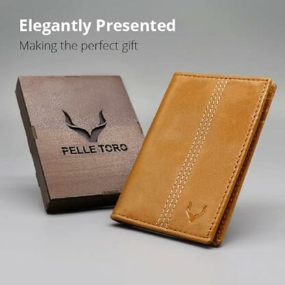 PELLE TORO Minifold Leather Credit Card Holder Wallet for Men, Thin RFID Blocking Contactless Card Protector, Handmade Minimalist Slim Mens Card Wallet in Mens Gift Box 3 PELLE TORO Minifold Leather Credit Card Holder Wallet for Men, Thin RFID Blocking Contactless Card Protector, Handmade Minimalist Slim Mens Card Wallet in Mens Gift Box - Image 3