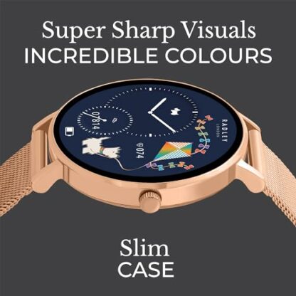 RADLEY Series 28 Amoled Smart Watch for Women with 1.19", Heart Rate, Bluetooth, Sleep Tracking, Sports Modes, Blood Oxygen, 5ATM Water Resistance, Rose Gold Mesh Stainless Steel Strap - Image 4